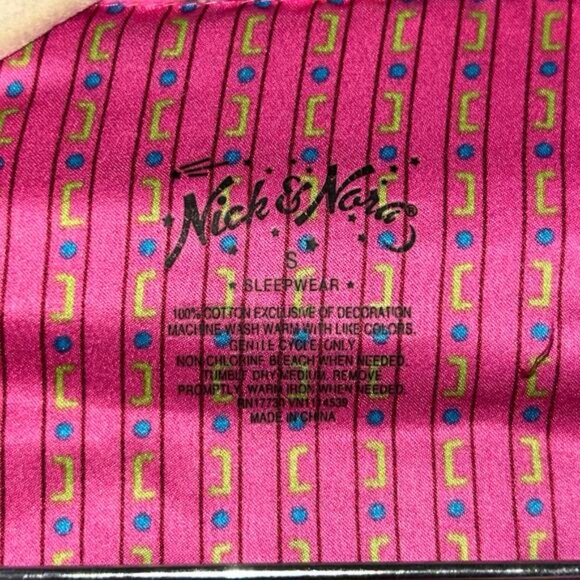 Nick & Nora Women’s Pajama Set Small Pink Paisley Button Front Top Pants Cotton - Picture 4 of 11